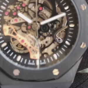 Audemars Piguet Royal Oak Double Balance Wheel Open worked Skeleton Dial Full Black Automatic Mens Watch