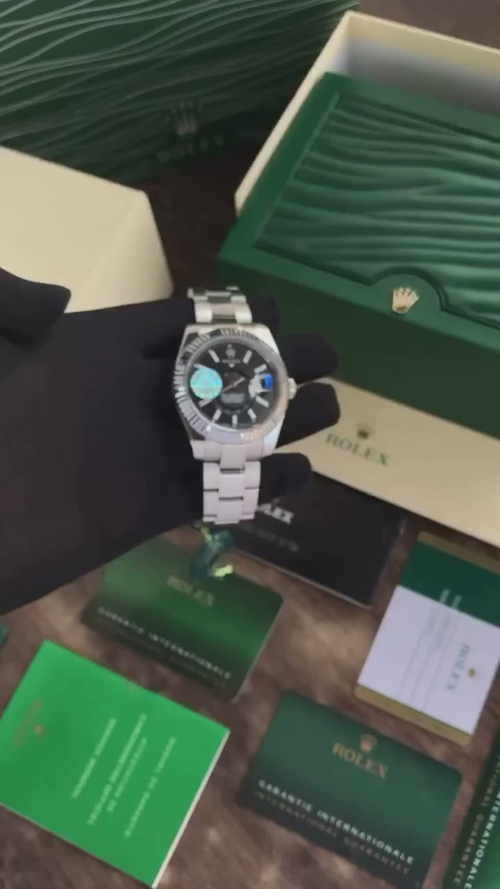 Rolex SkyDweller Stainless Steel Black Dial & Oyster Chain Strap Japanese Automatic Master Quality Men’s Watch