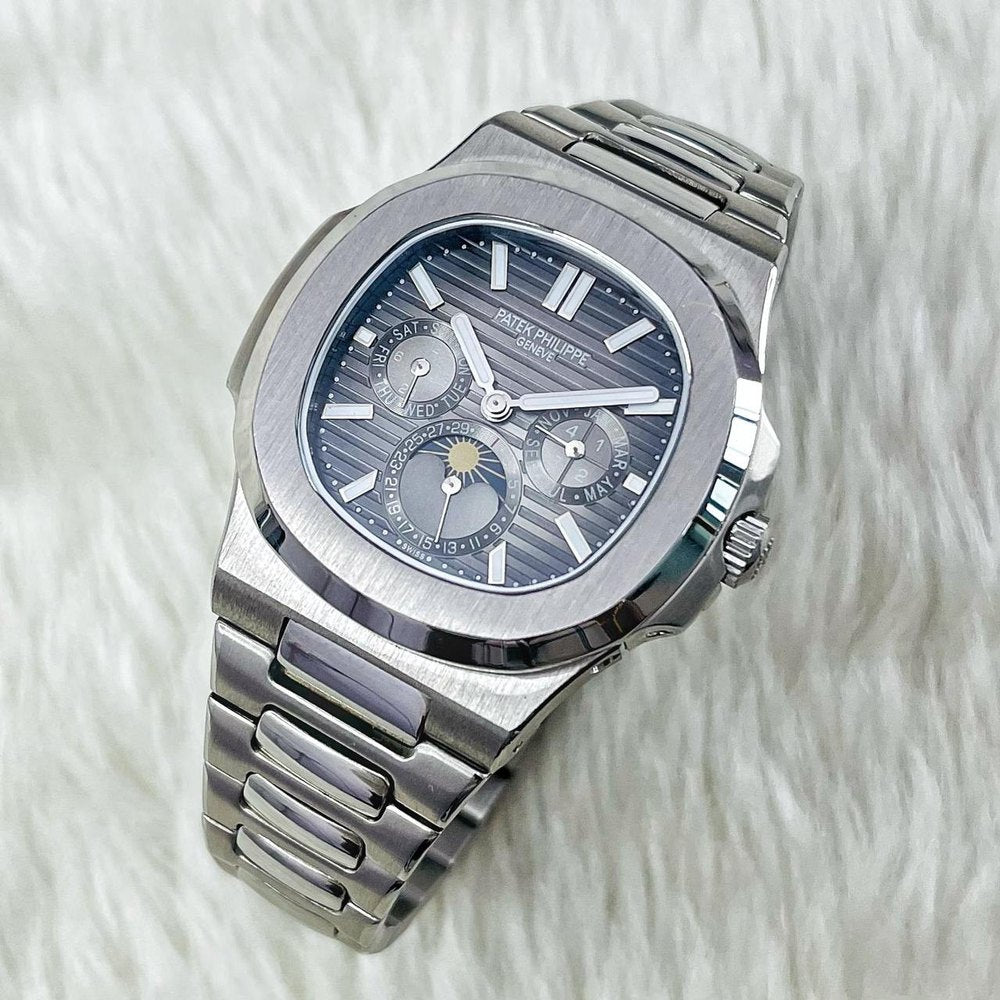 Patek Philippe Nautilus GMT DAY-MONTH Steel Swiss Automatic Watch — zoomed view