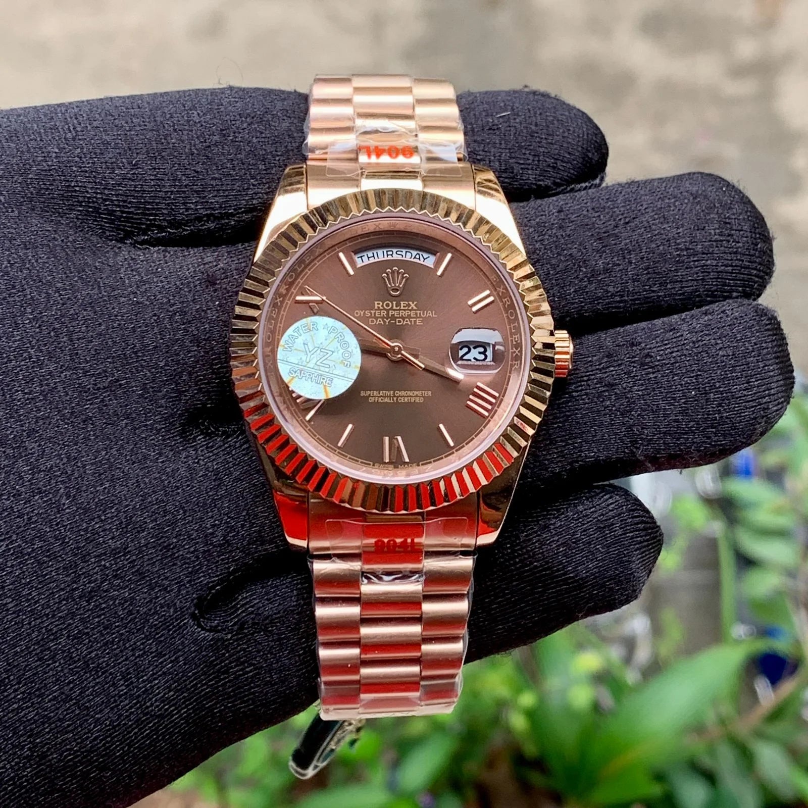 Rolex Day-Date Roman Mark Brown Rose Gold Swiss Automatic Watch