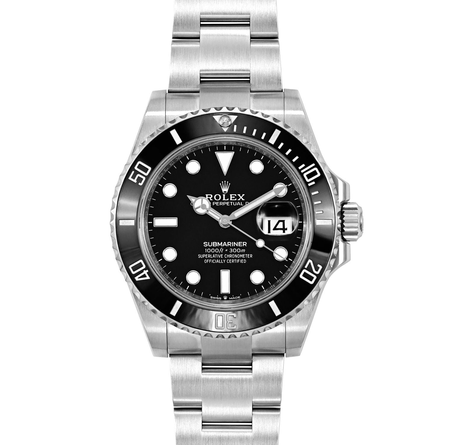 Rolex Sliver &  Black Dial  Submariner — zoomed view