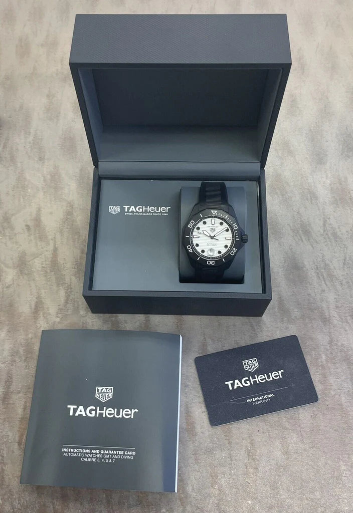 Tag Heuer Aquaracer Professional 300 Automatic White Dial Black Rubber Strap Watch for Men