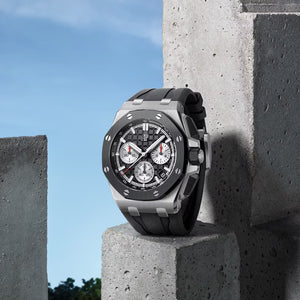 Audemars Piguet Royal Oak Double Balance Wheel Open worked Dial Full Black Automatic Mens Watch (Copy)
