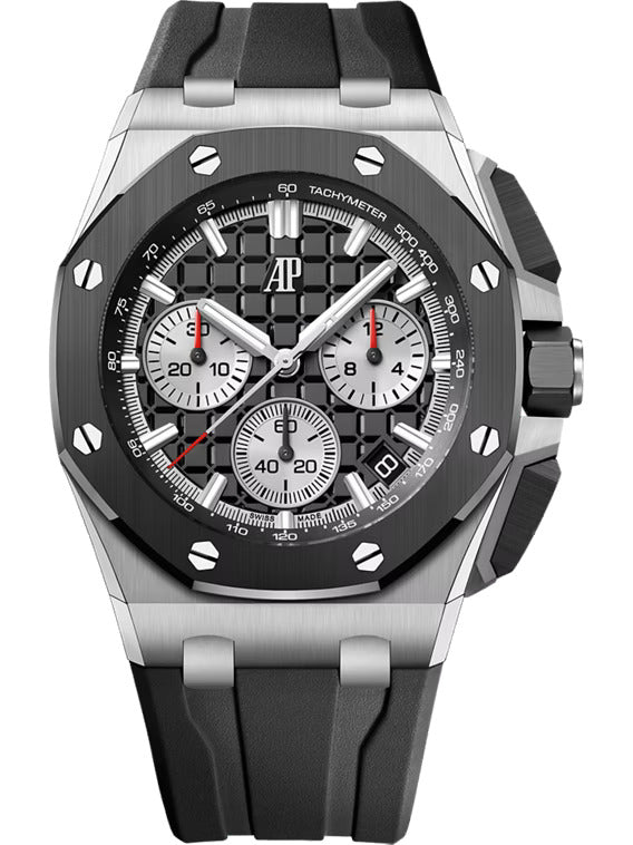 Audemars Piguet Royal Oak Double Balance Wheel Open worked Dial Full Black Automatic Mens Watch (Copy) — zoomed view