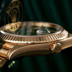 Rolex Day-Date 40 Yellow Gold Green Ombre Roman Numeral Dial