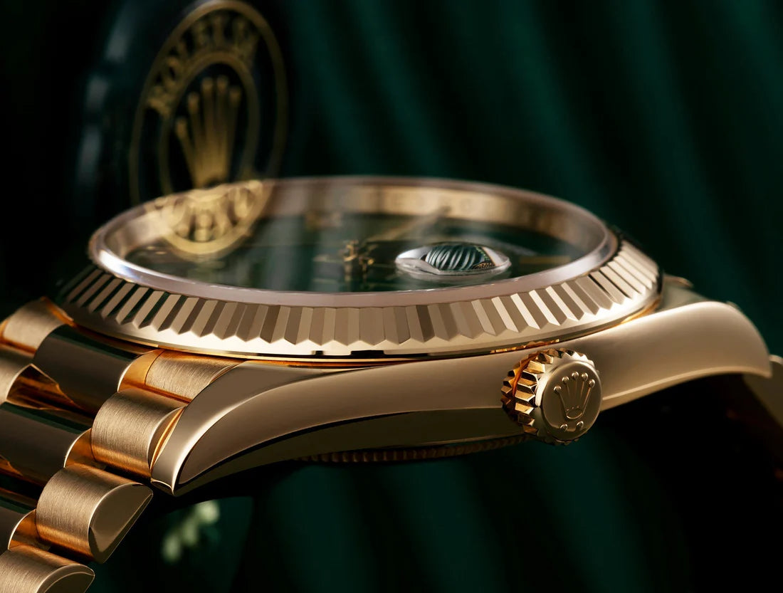 Rolex Day-Date 40 Yellow Gold Green Ombre Roman Numeral Dial