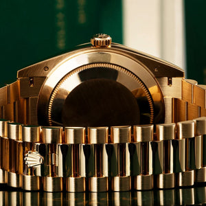 Rolex Day-Date 40 Yellow Gold Green Ombre Roman Numeral Dial