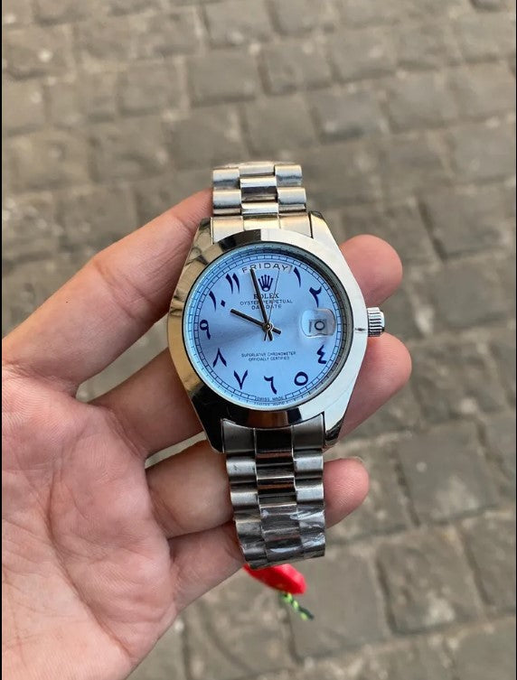 Rolex Day-Date Arabic Dial Ice Blue Automatic Watch