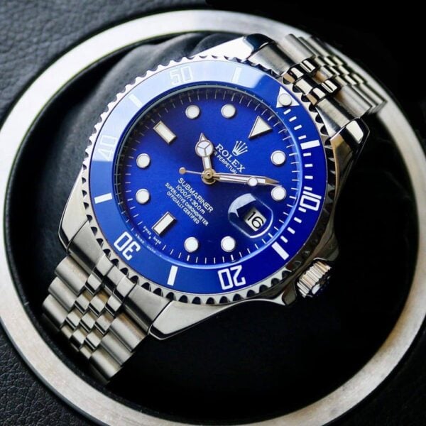 Rolex Watch : Rolex Silver Blue Submariner Watch For Men