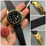 Rolex Yachtmaster Watch Gold Black Quartz